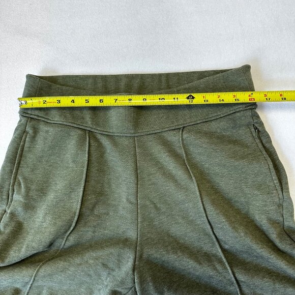 Proto101 Womens High Waist Wide Leg Cropped French Terry Pants Size L Green - Picture 9 of 11